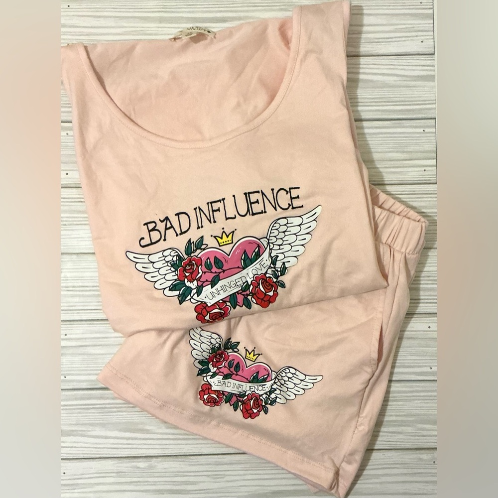 Pink Graphic Pajama Set